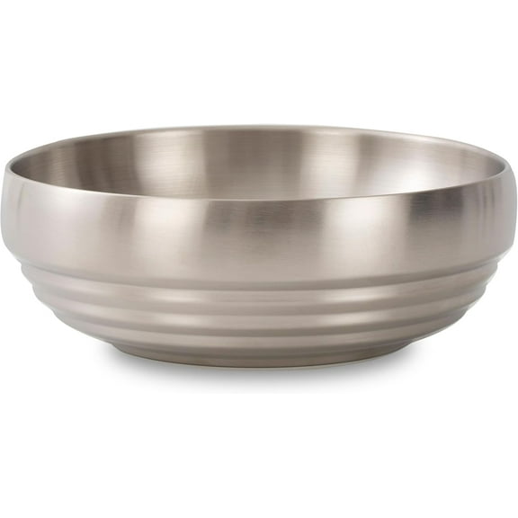 ABCISI Large Decorative Key Bowl, Gold Stainless Steel Decorative Bowl - 7.4 Inch Large Centerpiece for Entryway, Coffee Table & Home Decor, Matte-Brushed Finish Key Holder(Silver)