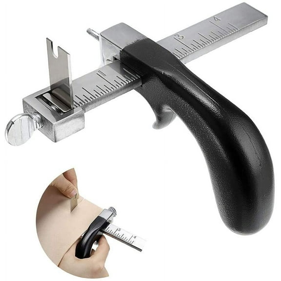 ABCISI Leather Cutting Tool Leather Strap Cutter with Aluminium Handle, Leather Strip Belt Cutter Hand Leather Craft Tool with Accessory Stainless Steel Gauge Leather Cutter Tool for DIY Leathercraft