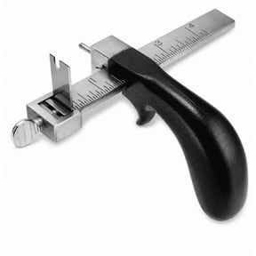 ABCISI Leather Strap Cutter, Adjustable 4 In Leather Strip and Belt Cutting Tool with Stainless Steel Gauge, Metal Handle, 3 Blades for DIY Leathercraft, Belts, Bags, and Straps