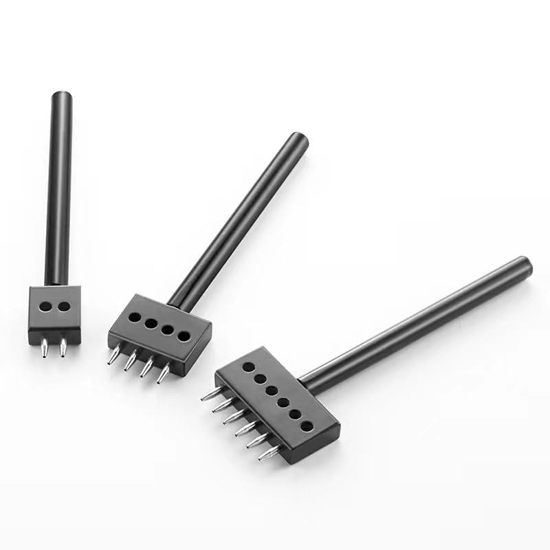 ABCISI Leather Round Hole Punching Tool, 3pcs Prong Punch Tool Set with 2/4/6 Prong Options for Precise Round Hole Punching DIY Leather Craft (6MM)