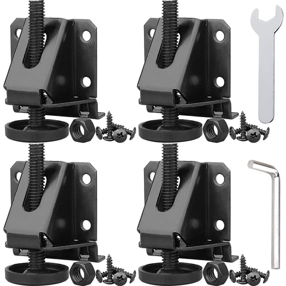 ABCISI Leveling Feet, Heavy Duty Furniture Levelers Adjustable Table Leg Leveler w/Lock Nuts for Furniture, Table, Cabinets, Workbench, Shelving Units and More, Black (4 Pack)
