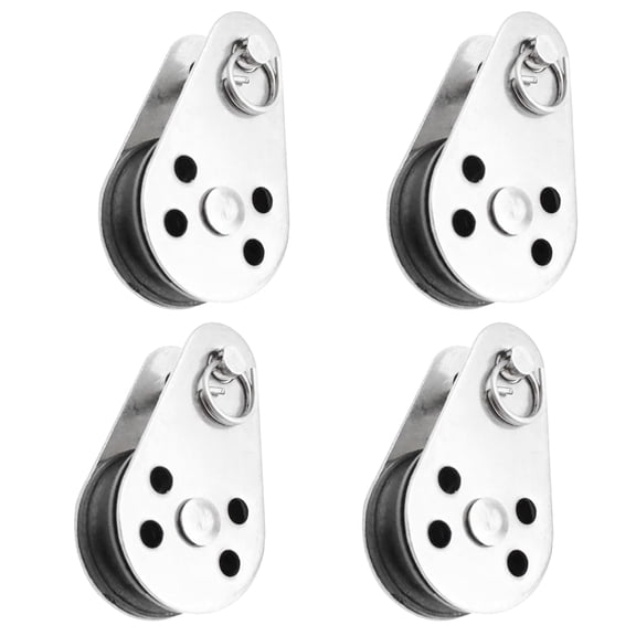 ABCISI Lifting Smooth Rope Pulley Loading Marine Nylon Pulley Block Steel Hanging Snatch Pulley Single Wire SUS316 Suitable for 0.08 to 0.32 Inch Ropes, 4Pcs