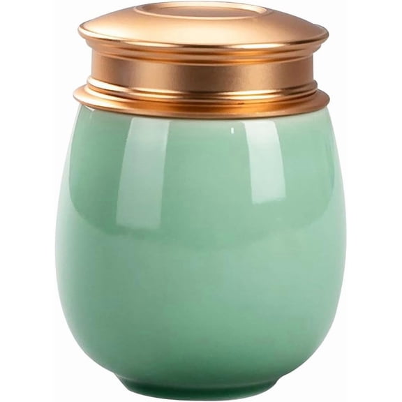 ABCISI Light Green Ceramic Food Storage Jar - 160ml Kitchen Canister for Tea, Coffee, Sugar, Spices - Airtight Seal, Decorative Countertop Container for Home, present Idea