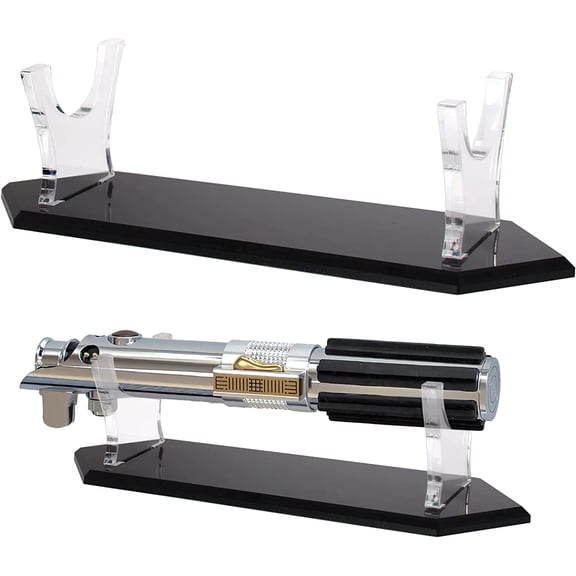 ABCISI Lightsaber Display Stand, Acrylic Desktop Knife for and Magic Wand Holder, Sword Display Lightsaber Collectibles Holder, Practical Design for Bedroom Game Living Decor (Black bottom)