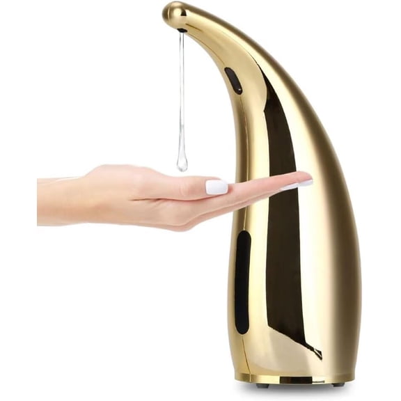 ABCISI Liquid Soap Dispenser, Touchless Countertop Automatic Soap Dispenser with Infrared Motion Sensor, Electric Smart Soap Holder for Bathroom, Kitchen, Hotel, Gold (Without Battery)