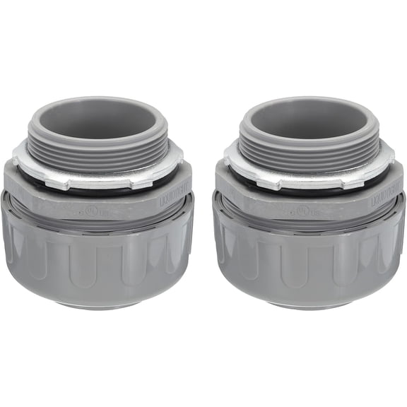 ABCISI Liquid Tight Connector 2NPT Non-metallic Liquid Tight Conduit Connector, UL Listed for Home Outdoor Tubes Tools, PVC Conduit Fitting Electrical Conduit Fitting, Pack of 2 (Straight, 180D)