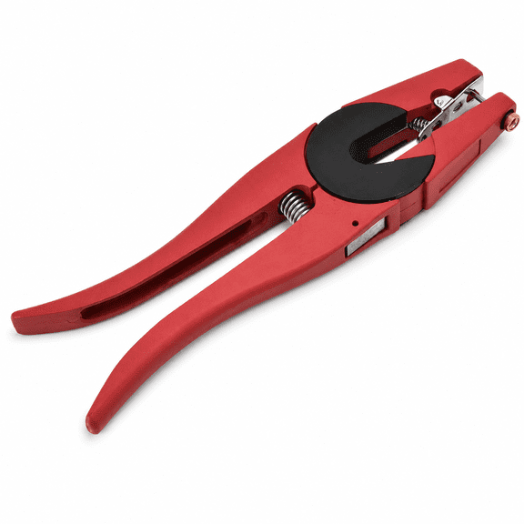 ABCISI Livestock Ear Tag Pliers, 9.6 Inch 90-Degree Animal Ear Tag Applicator with Spring-Loaded Jaw and Ergonomic Handles for Cattle, Cows, Pigs, Sheep and Goats, Red