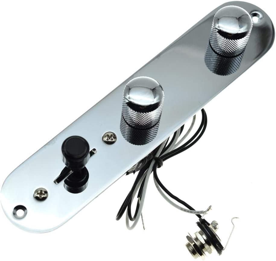 ABCISI Loaded Control Plate, Pre-Wired 3-Way Control Plate with Wiring Harness for FD Tele/Telecaster Guitars, Improve the Tone of Guitar, Easy Installation, Chrome