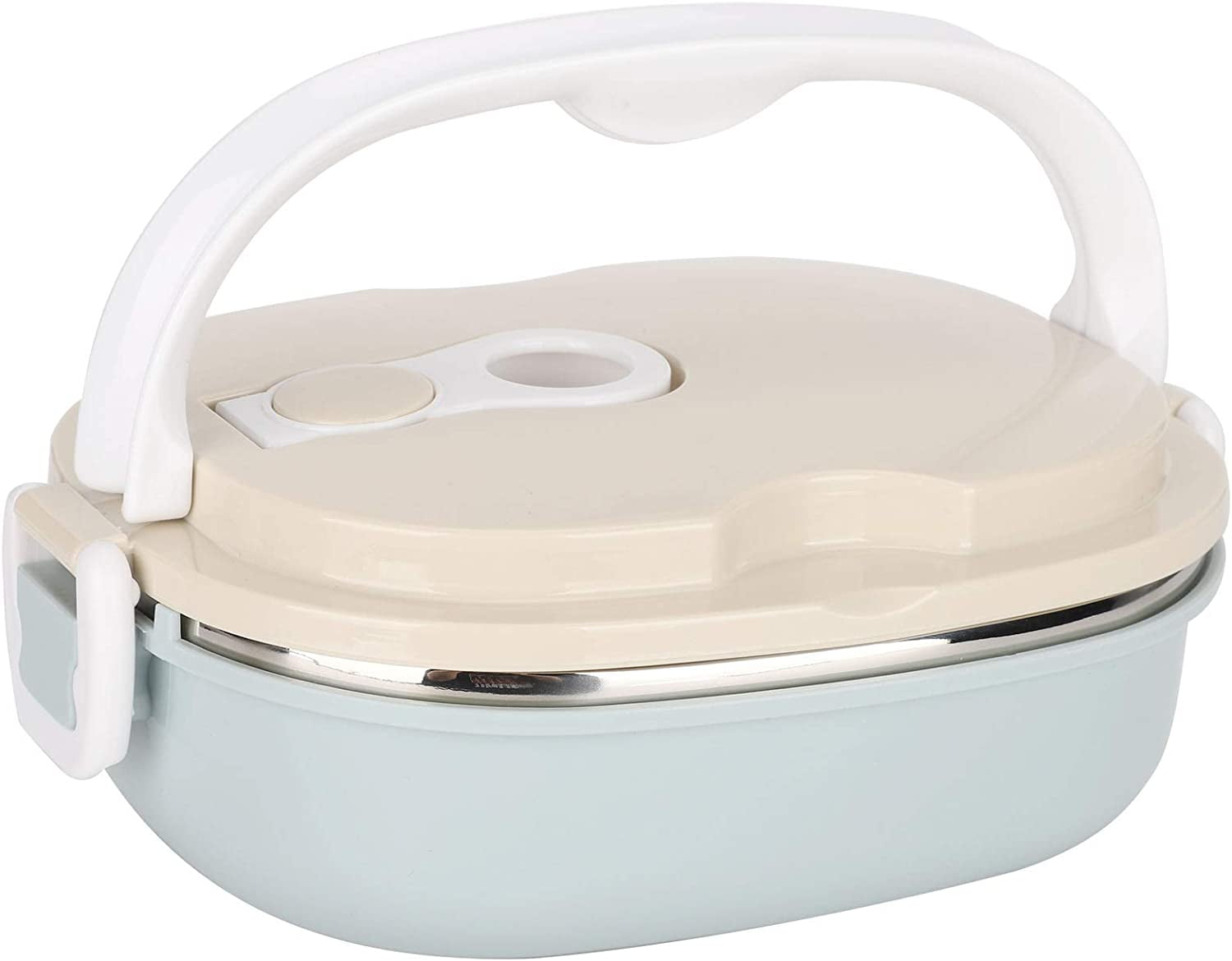 ABCISI Lunch Box 900ml 1 Layer Hot Food Lunch Containers Portable Lunchbox Stackable 304 Stainless Steel Adult Bento Lunch Box Cold Food Storage Bowl for School Office Outdoor Travel
