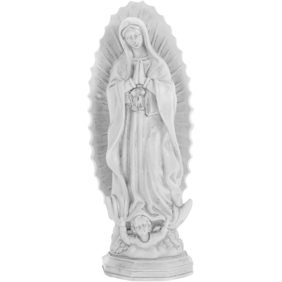ABCISI Madonna Statue, Mexican Decor Virgin Statue, Mexico Decorations Catholic Christian Figurine, Miniature Madonna Resin Religious Virgin Sculpture Porch, Grey