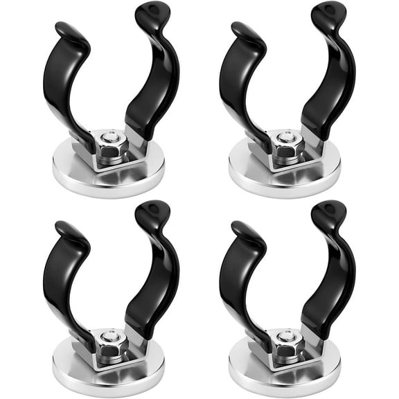 ABCISI Magnetic Hook Round Base, Magnet Fastener with Steel Clip, Chrome Plate Magnetic Tool Holder, Heavy Duty Holder for Indoor Outdoor Hanging Kitchen Home Organization(Black,4 Pcs)