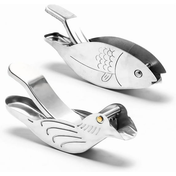 ABCISI Manual Lemon Juicer, Food Grade Stainless Steel Lemon Juicer, Fish Shape and Bird Shape Lemon Squeezer, Lime Citrus Kitchen Gadgets for Orange Lemon Lime Pomegranate (Fish*1+Bird*1)