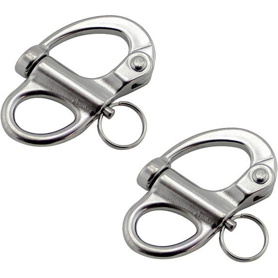 ABCISI Marine Grade Pair of 2''(52MM) 316 Stainless Steel Fixed Bail Snap Shackle for Bracelet, Sailboat