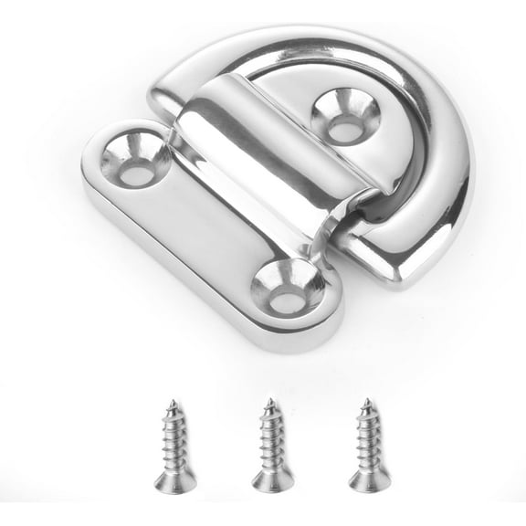 ABCISI Marine Grade Stainless Steel Folding Pad Eye, SUS316 Hardware Steel Tie Down Anchor Deck  D Ring Anchor Marine Rail, 8mm 5/16 Inch