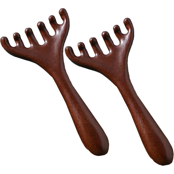 ABCISI Massage Comb, 2 Pcs Wooden Massage Comb 6 Claws | Meridian-Dredging Rake Foot Acupoint Massager for Head, Back, Legs, and feet. Ideal as a Father's Day or Mother's Day Gift (Red Sandalwood)