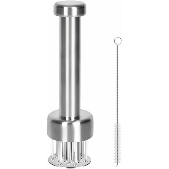 ABCISI Meat Tenderizer Tool, 304 Stainless Steel, with 21 Needles & Retractable Safety Guard, for Tenderizing Beef, Turkey, Chicken, Steak, Dishwasher Safe