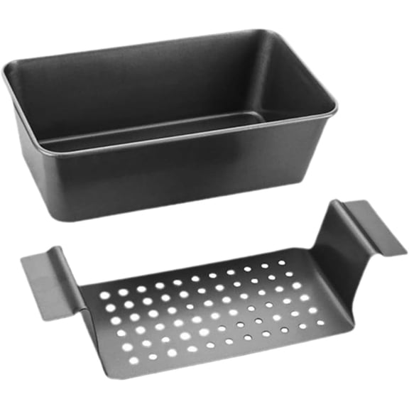 ABCISI Meatloaf Pan with Drain Tray, Nonstick Loaf Pans with Insert Easy Removal Perforated, Reduce the Fat and Kick Up the Flavor, Carbon Steel Loaf Pan Baking Dish Toast Bread Mold, Gray