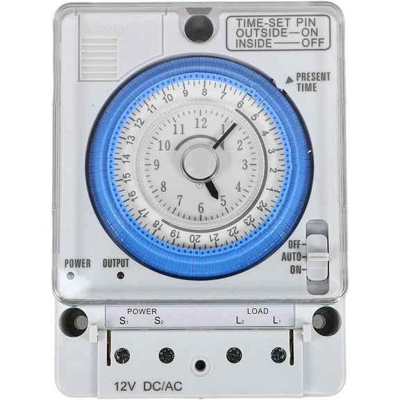 ABCISI Mechanical Timer, Precise Timer Mechanical Time Control Switch, 12V AC/DC Programmable Timer for Home Kitchen, Energy Saving, Circuit Protection, Easy Installation