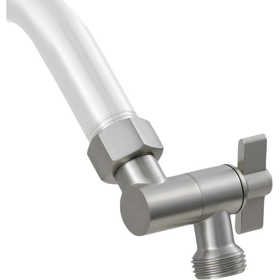 ABCISI All Metal Shower Angle Adapter, Adjustable Shower Head Extension Adapter, Solid Brass Shower Head Elbow,Adjust Angle to Upgrade Shower Experience,Universal Connection (Brushed nickel)