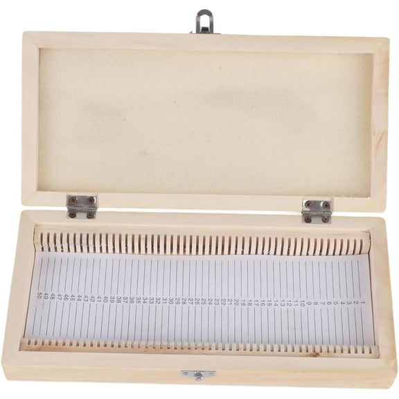 ABCISI Microscope Slide Box, 50 Place Wooden Microslide Storage Glass Case Set, Large Capacity Biological Latch Lock Slice Collection for Home School Biological Science Education