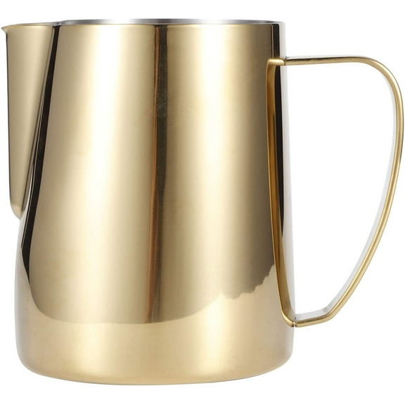 ABCISI Milk Frothing Pitcher, 12oz/350ml Gold Steamer Cup Stainless Steel Espresso Steaming Pitcher Milk Jug for Espresso Machines, Cappuccino, Latte Art  (600ml)