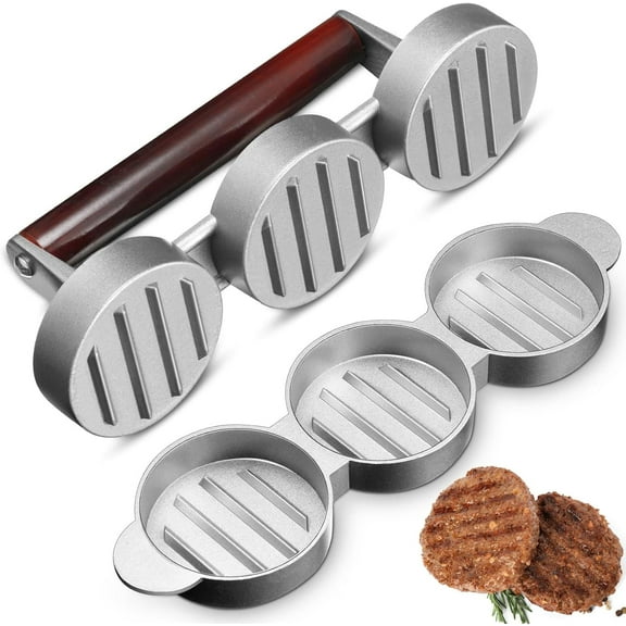 ABCISI Mini Burger Press, Three 2.64-inch Meat Press Mold, Small Meat Patty Maker Round Shape Press Patty Maker for Mini Hamburger, Barbecue, Picnic, Camping, Etc