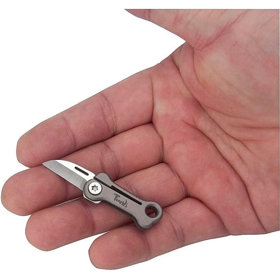 ABCISI Mini Folding Pocket Knife, EDC Tiny Package Knife, 0.8" Stainless Steel Blade with Titanium Handle, Ultra Compact and Lightweight