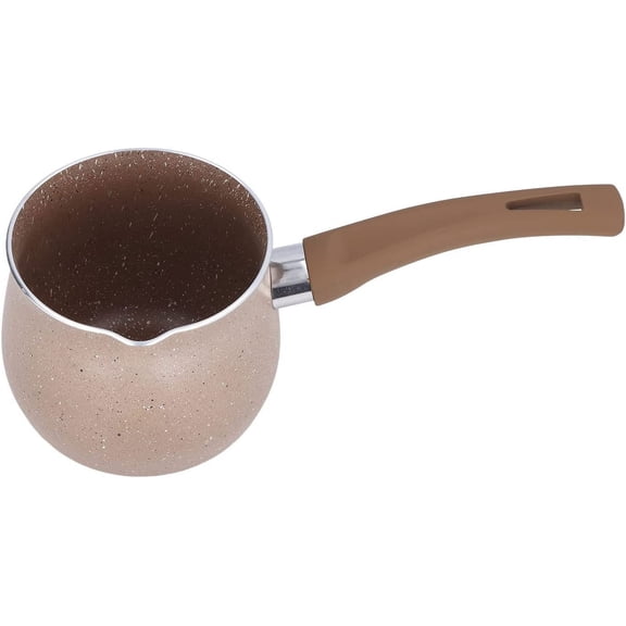 ABCISI Mini Saucepan, 0.8qt/750ml Nonstick Butter Warmer Milk Pot, Practical Small Stockpot Melting Pot with Handle and Pour Spouts for Home Use, Anti Scalding for Cooking (Coffee)
