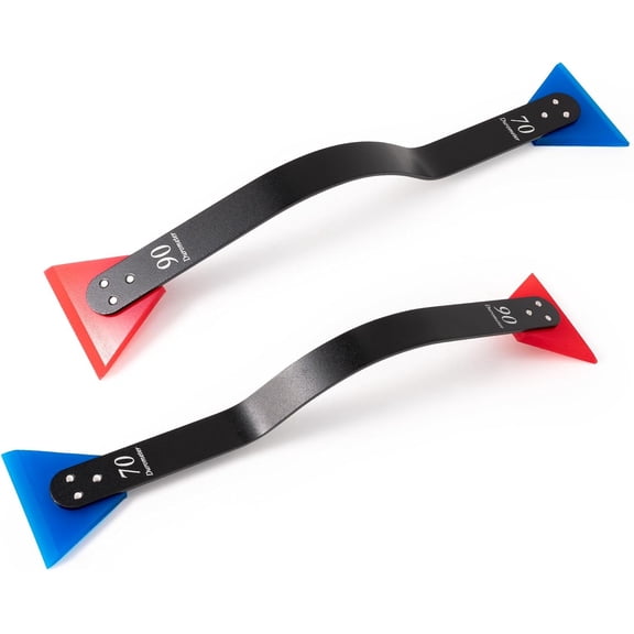 ABCISI Mini Squeegee, 2 Pack Vinyl Wrap Tools for Window Tinting Quarter Windows and Hard to Reach Areas, Cleaning for Vehicle Side Mirrors, 2-in-1 Different Hardness Rubber Blades with Curved Handle