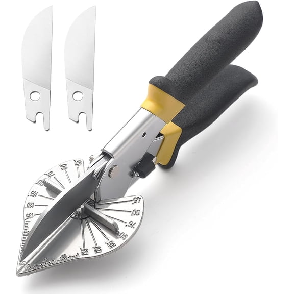 ABCISI Miter Shears for Molding, Trim Cutter Hand Tool, Adjustable Angle Cutting Tool for Wood Trim Molding, PVC, Vinyl, Trunking, 2 Extra Replacement Blades Included