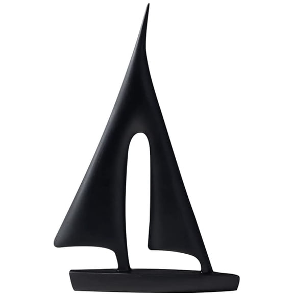 ABCISI Modern Sailing Sculptures, Simple Resin Boat Statue Sailboat Decor, Home Office Desktop Art Sculptures Ornament, Handicraft Decoration for Bedroom Living Room House Office (Black)