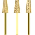 thumbnail image 1 of ABCISI Nail Drill Bit, 3 Pieces Tapered Barrel Carbide Nail Drill Bit, 3 Sizes Carbide Nail Drill Bit Acrylic File Cuticle, Art Tools for Gel Manicure Pedicure(XF, F, M,Gold), 1 of 7