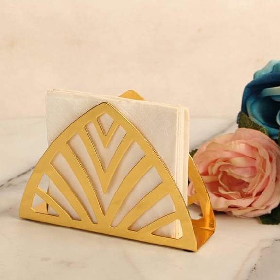 ABCISI Napkin Holders, Golden Metal Napkin Holder, Table Napkin Organizer, Triangle Shape Vertical Type, Tissue Dispenser for Kitchen & Picnic Small 5.1 L X 1.6 W X 3.5 H