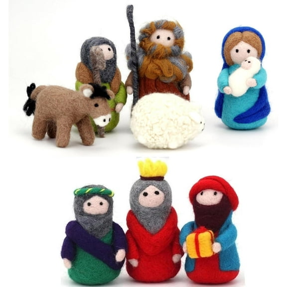 ABCISI Nativity Felting Kits, Needle Felting kit, Gift Needle Felting Kits for Beginners, Needle Point Kits Adults, Wool Felting Doll with DIY Instruction (8PCS Kits)