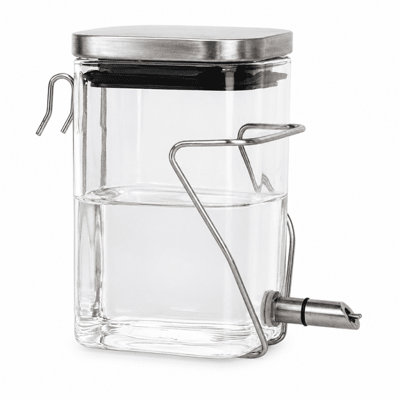 ABCISI Small Animal Water Bottle, 10.1 oz/300 ml Glass Pet Water Dispenser with Stainless Steel Nozzle, Non-Drip Cage Mount Water Feeder for Guinea Pigs Rabbits Hamsters Rats Chinchillas