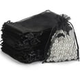thumbnail image 1 of ABCISI  Organza Bags, 100Pcs 4"x6" Drawstring Jewelry Pouches for Wedding- Black Mesh Gift Pouches for Jewelry, Candy, Makeup (black), 1 of 15