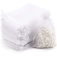 thumbnail image 1 of ABCISI  Organza Bags, 100Pcs 4"x6" Drawstring Jewelry Pouches for Wedding- Black Mesh Gift Pouches for Jewelry, Candy, Makeup (white), 1 of 15