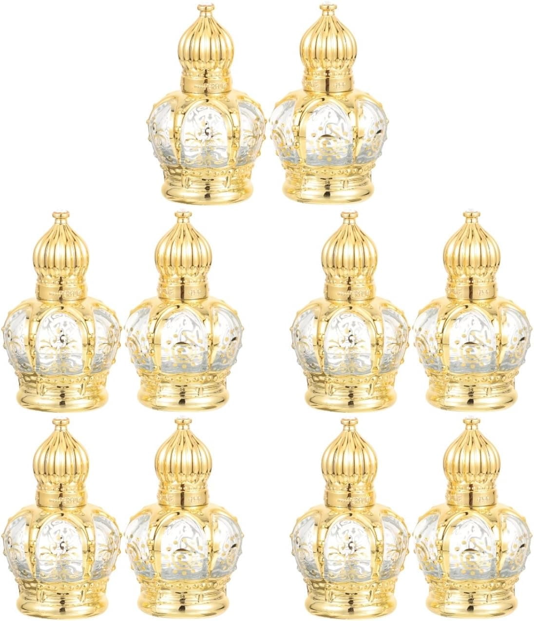 ABCISI Perfume Bottles Empty Vintage, 10 pcs Refillable Sample On Container, Middle Eastern Style Glass Roll on Bottles for Essential oils，10ml