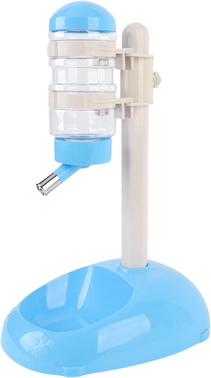ABCISI Pet Standing Water Dispenser, Height Adjustable Automatic Water Feeder Food Feeder Bowl, 500ml Dog Water Bottle Dispenser, Dog Cat Feeding Water Bowl Set (Blue)