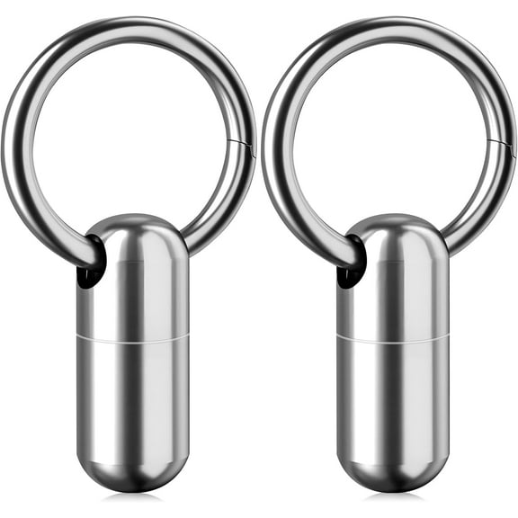ABCISI Pill Keychain, 2 Mini Pill Holder with Keychain, Titanium Alloy Pill Container Keychain, Waterproof Pill Case, Portable Keychain Pill Box for Travel Outdoor Gift Pill Container 2 Pack