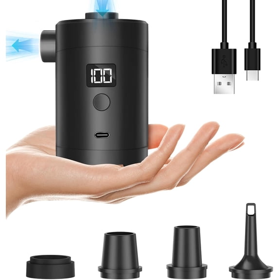 ABCISI Portable Electric Air Pump, Mini Rechargeable Air Mattress Pump for Inflatables, Quick-Fill Inflate & Deflate for Pool Floats, Air Bed, Air Mattress Swimming Ring, Vacuum Storage Bags, 3600mAh