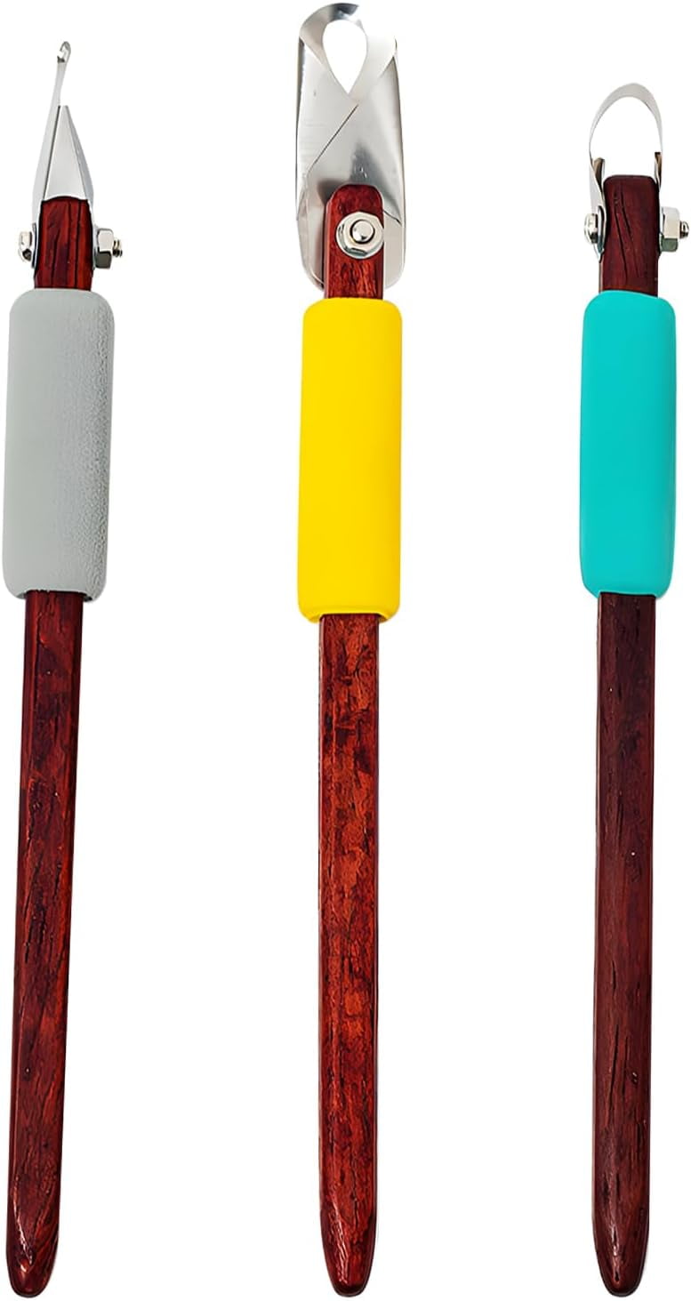 ABCISI Pottery Sculpting Tool, 3Pcs Clay Sculpture Caving Scraper Craft Modelling Tools Red Pear Wood Texture Clay Knife for Pottery Picking Flowers/Texture Engraving