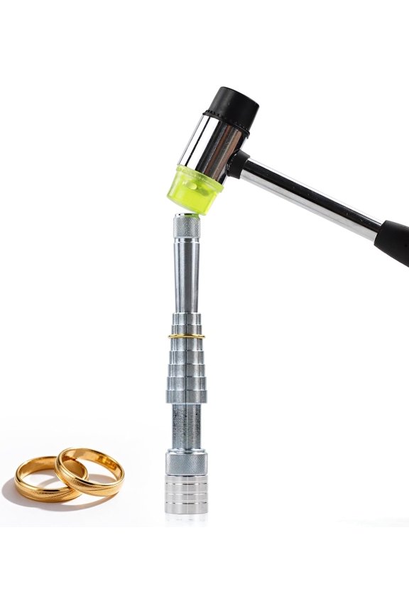 Professional Jewelry Ring Stretcher Tool Kit with Rubber Mallet Ring Expander and Extender for Ring Making Resizing Repair Sizer Shaper, Ring Size Adjustment Tool and Hammer for Jewelers, Home