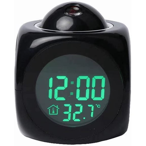 ABCISI Projection Clock for Bedroom Ceiling, Digital Voice Report Alarm Clock, 12/24 HDigital Electric Clocks Projection On Ceiling with LED Time Temperature Display for Bedside, Office (Black)