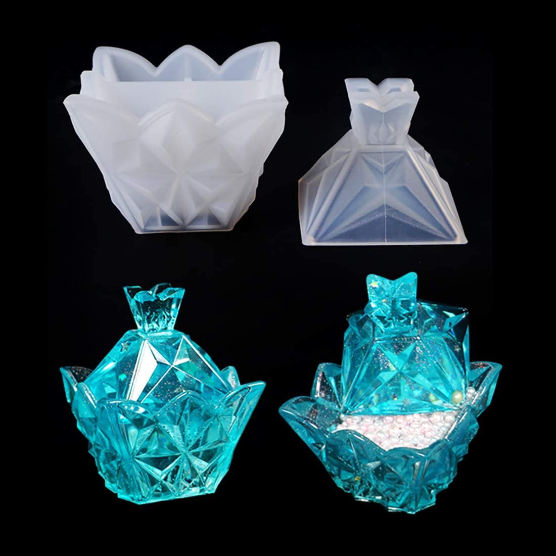ABCISI Pyramid Box Resin Mold, Jar Epoxy Silicone Mold with Lid, Epoxy ...