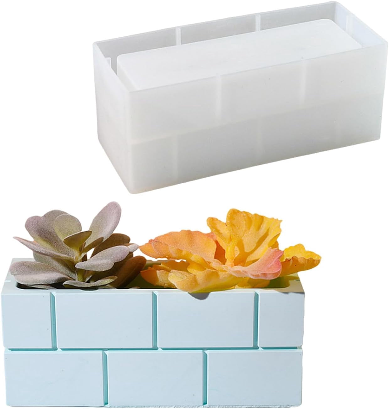 ABCISI Rectangular Plaster Concrete Flower Pot, Silicone Mold Succulent Planter Vase Cement Clay Mold, Epoxy Resin Pen Holder Storage Box Candlesticks Mold