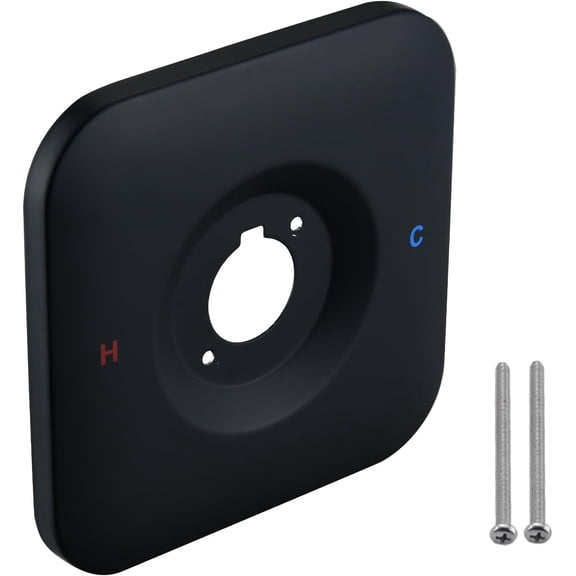 ABCISI Replacement Escutcheon Plate, Compatible with Moen Genta LX Posi-Temp, for One-Handle Tub and Shower Faucets, Single Metal Square Shower Escutcheon Kit, Matte Black