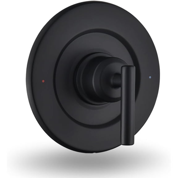 ABCISI Replacement for Moen T2901BL Gibson Posi-Temp Shower Valve Trim Kit, Matte Black Shower Lever Handle with Red/Blue Temperature Indicator On the Panel