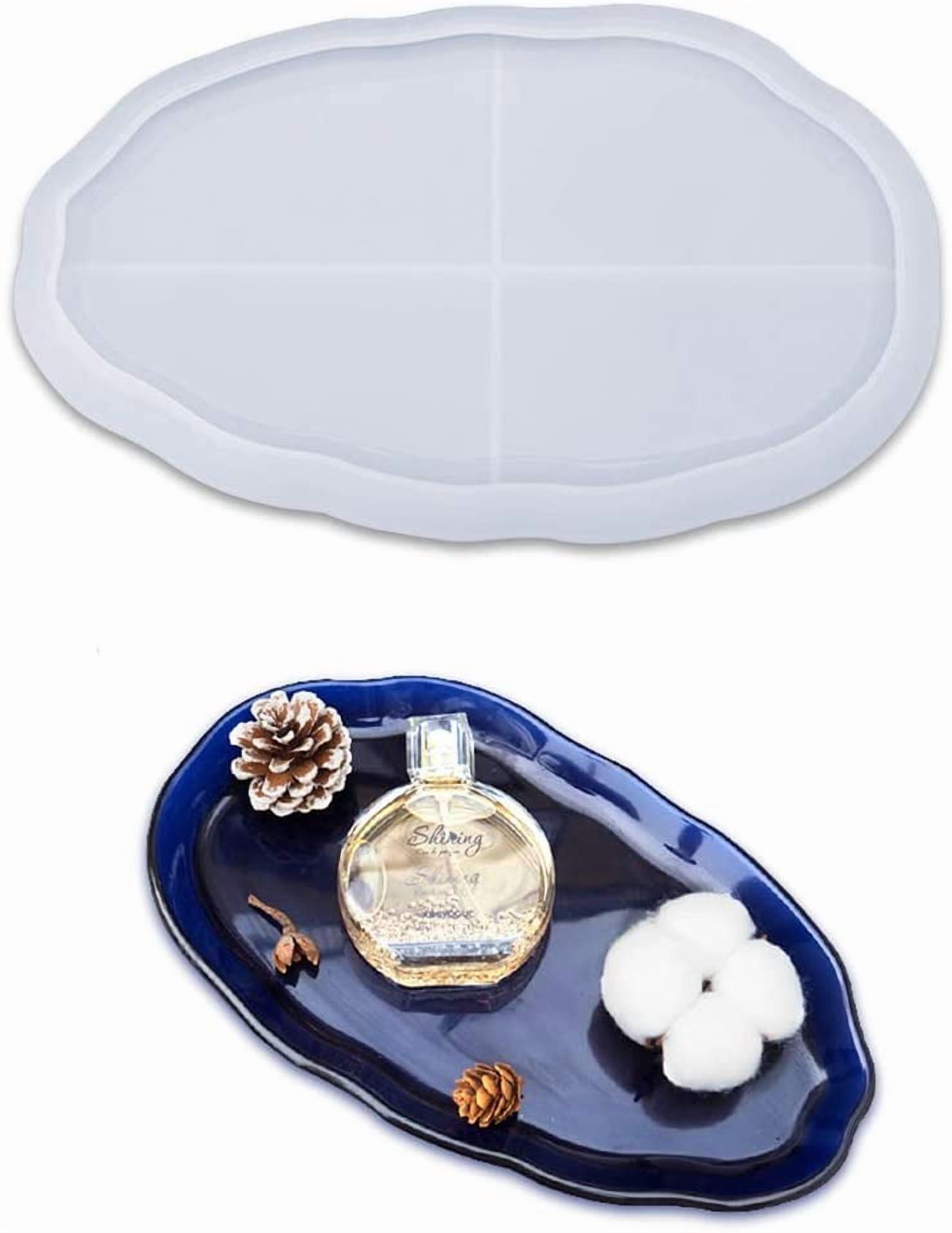 ABCISI Resin Tray Mold, Oval Dish Silicone Mold, Jewelry Plate Jewelry Ring Holder Casting Mold for DIY, Compatible with Candles, Soap, Plaster, Clay, Cement, Beeswax, Home Decor, 11.3x6.77"
