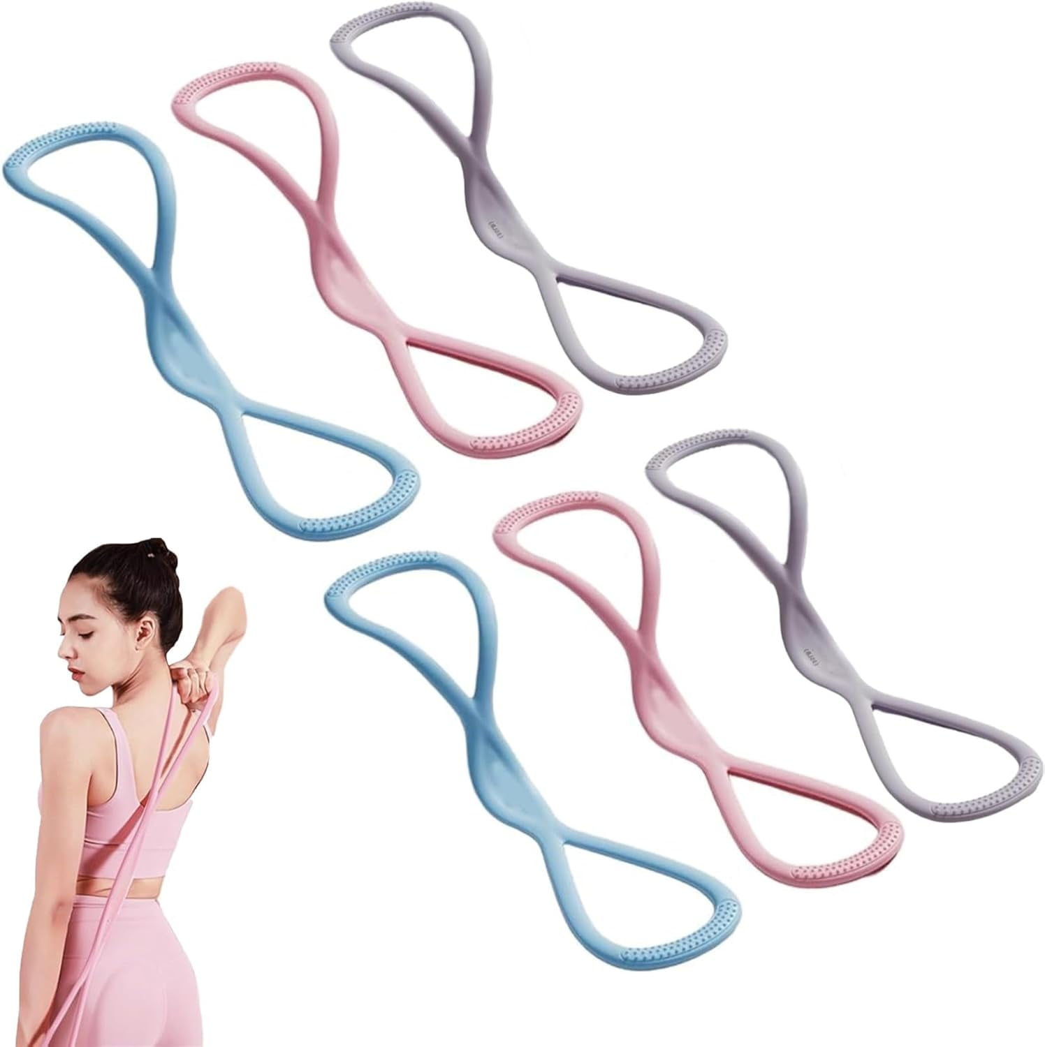 ABCISI Resistance Bands, Figure 8 Resistance Bands for Women Men, Arm & Leg Portable Workout Bands with Handles,15/25/35 Lbs for Full Body Training, Stretching, Pilates, Yoga,Home Fitness(15+25+35*2)